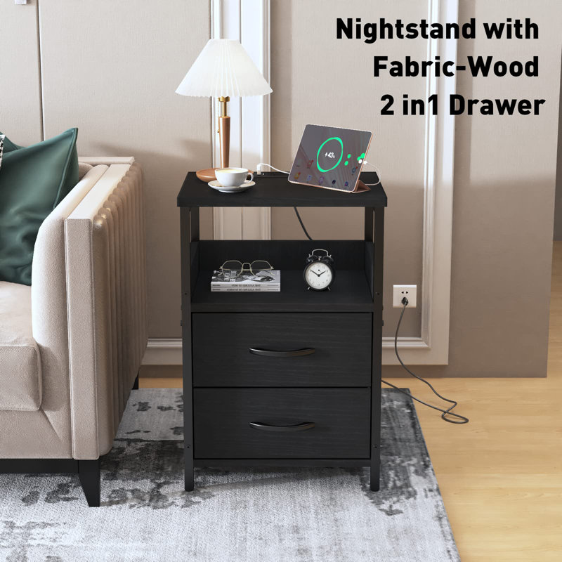 Table de bout avec station de charge, Noir