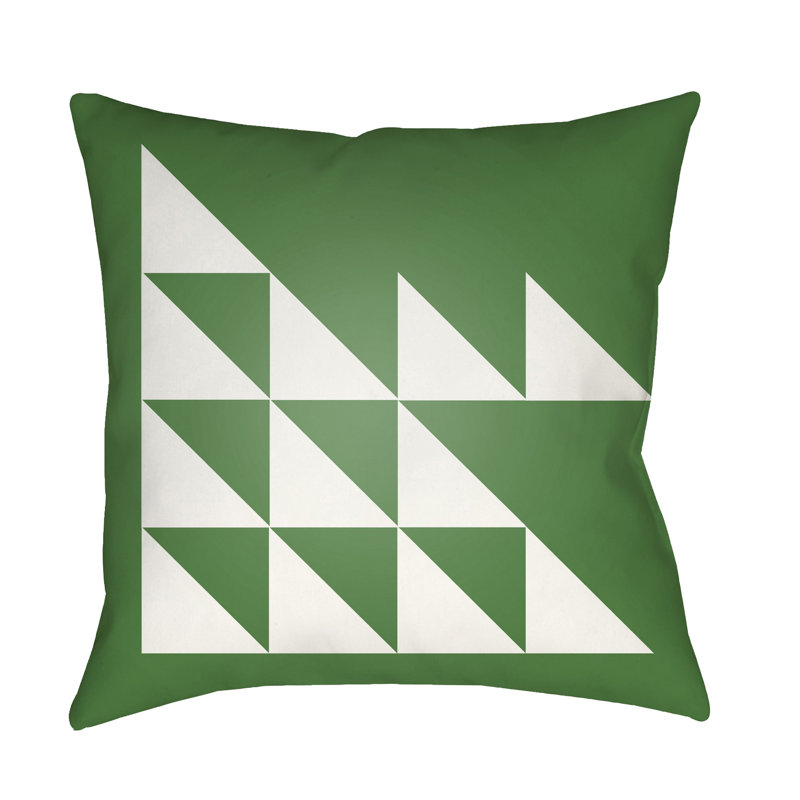 Moderne Geometric Outdoor Throw Pillow, 18" H x 18" W x 4" D, Green