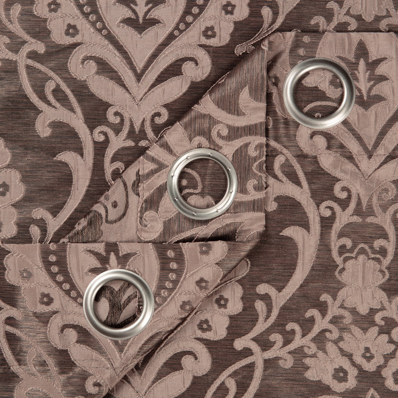 Ivanbrook Damask Room Darkenning Grommet Curtain, Umber, 52" W x 63" L
