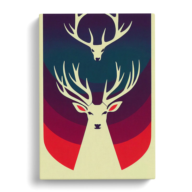 Modern Stag Art No.3 - Wrapped Canvas Print, 50cm H x 35cm W x 3cm D