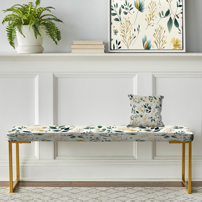 Upholstered Bench, Minimalist Botanicals III