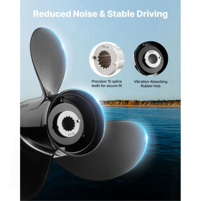 Outboard Propeller, Upgrade OEM 15 Spline Tooth Aluminum Outboard Boat Propeller Fit Mercury Engines 40-140 HP, 4-1/4" Gearcase, 3-Blade, RH (Right Hand Rotation)