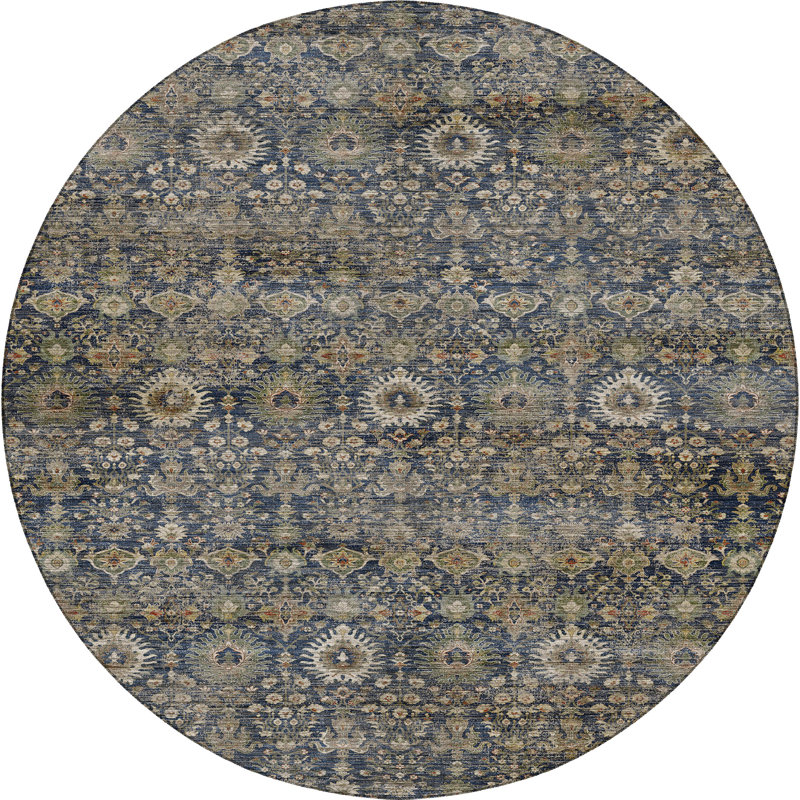 Tapis traditionnel Tirico, Marine, Rond 8 pi