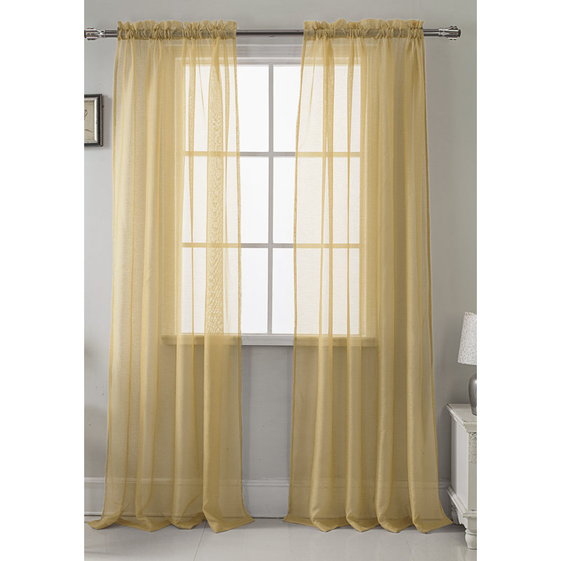 Landose Sheer Curtain Single Panel, Coffee, 55" W x 90" L