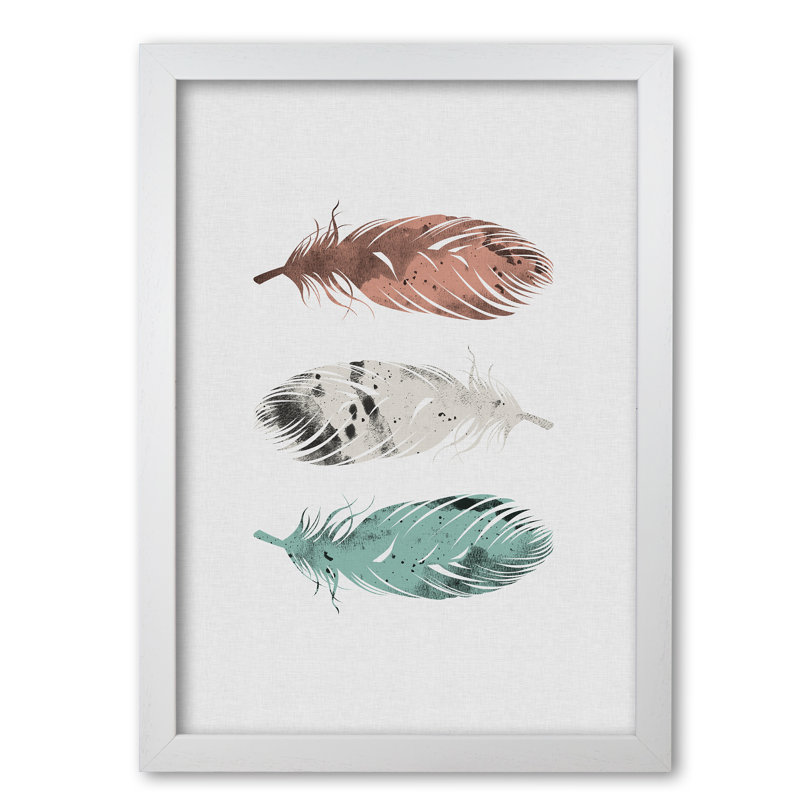Pastel Feathers - Print, White Grain Frame, 60 cm H x 42 cm W x 5 cm D