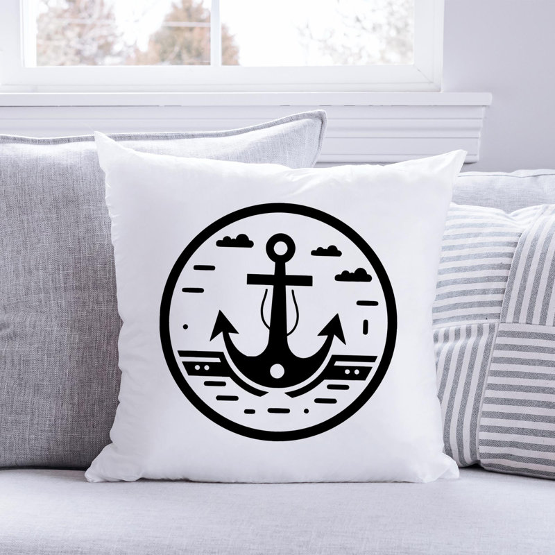 Nautical Sea Life_428 - Coussin décoratif avec coussin décoratif, H 14 po x l 14 po
