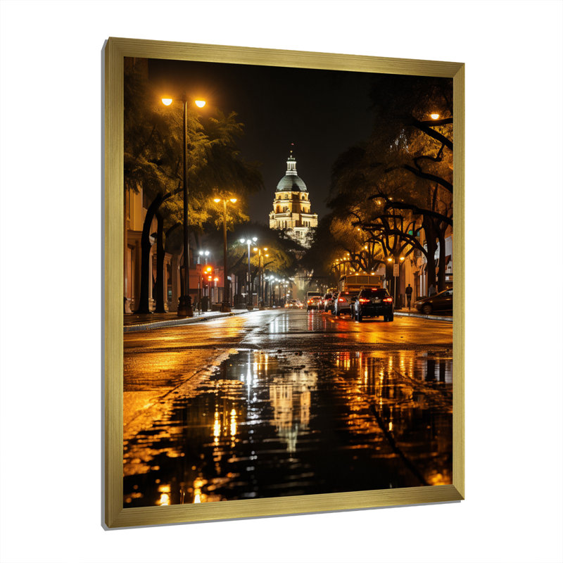 Liljan Florida City Lights sur impression sur toile, H 40 po x l 30 po x P 1,5 po, Encadrement doré