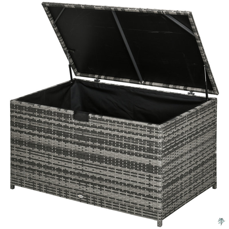 113 Gallon Deck Box, Outdoor Storage Box, Waterproof Storage Container, Gray