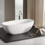 Baignoire îlot KAKUSIGA 66,9 po, en résine de pierre solide blanc mat, ergonomique et profonde pour salle de bain