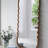 31.4X1.4X74" Oversized Wooden Floor Mirror With Unique Brown Frame
