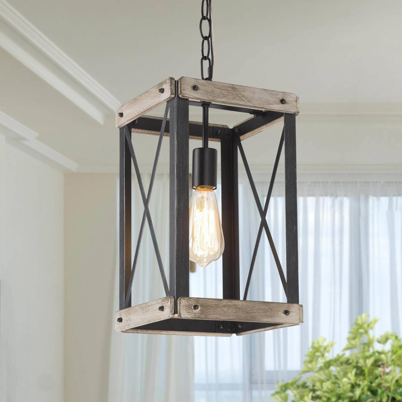 Aziz 1 - Light Lantern Rectangle Modern Farmhouse Pendant UL Certified