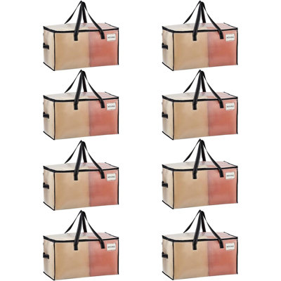 8-Pack Foldable Heavy-Duty Storage Bags For Moving, Comforters, Blankets, And Seasonal Storage