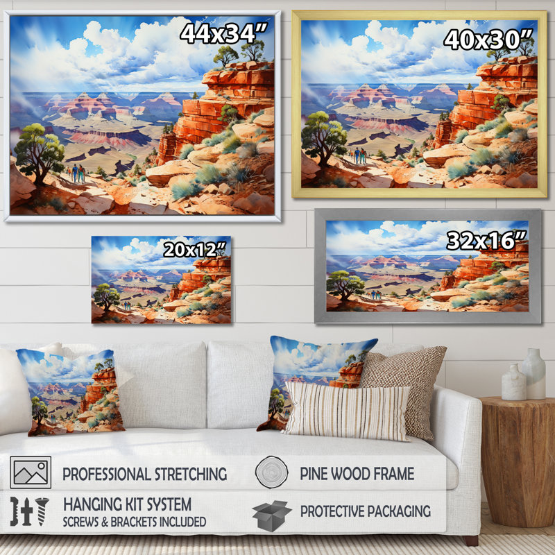 Nevada Canyon Landscape - Landscape, Reproduction d'art mural, H 30 po x l 40 po x P 1,5 po, Cadre flottant blanc