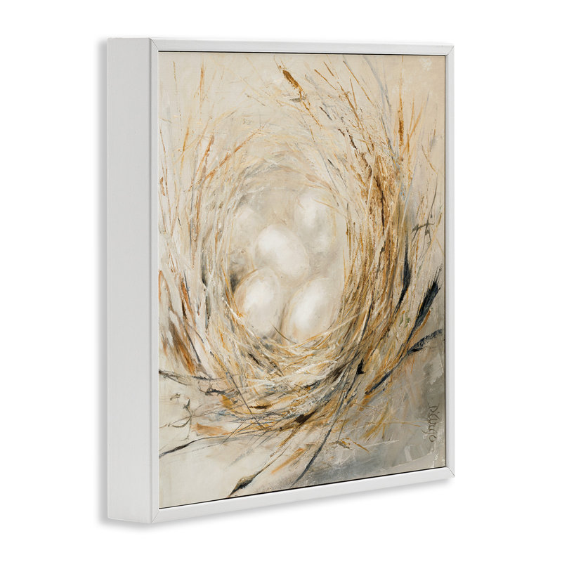 Abstrait bébé oiseau, nid d'œuf, animaux de campagne - peinture, H 24 po x l 24 po