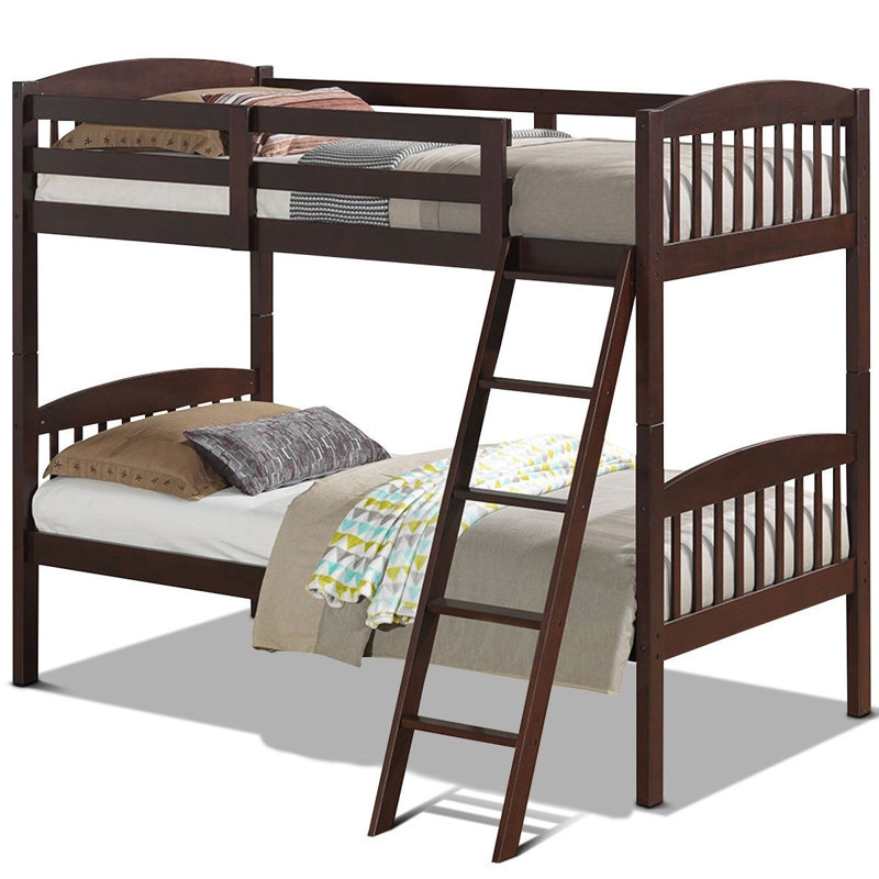 Lits simples superposés en bois massif avec échelle détachable pour enfants