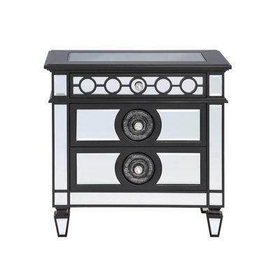 Table de chevet à finition miroir, noire et argentée Varian II