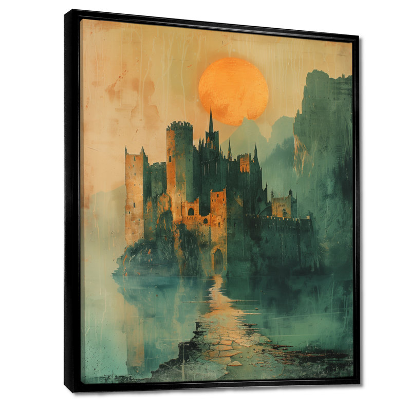 Décoration murale Tanesha - Châteaux, Toile avec cadre flottant noir, H 40 po x l 30 po x P 1,5 po