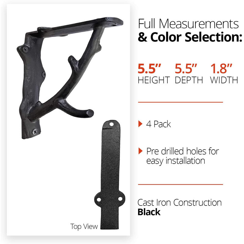 Branch Wall Shelf Bracket, Brown/Black