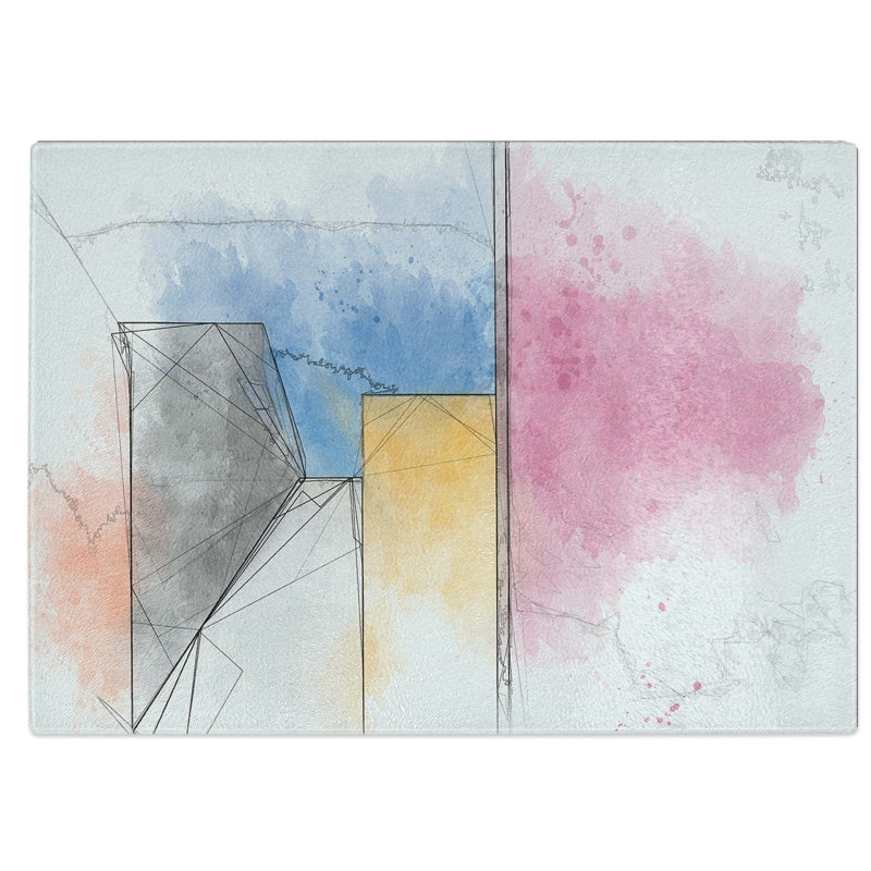 Tempered Glass Architecture Sketch Vol.1 Chopping Board, 28.5 cm W x 20 cm L