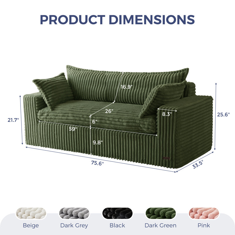 Fauteuil à billes Boneless, H 25,6 po x l 75,6 po x P 33,5 po, Vert