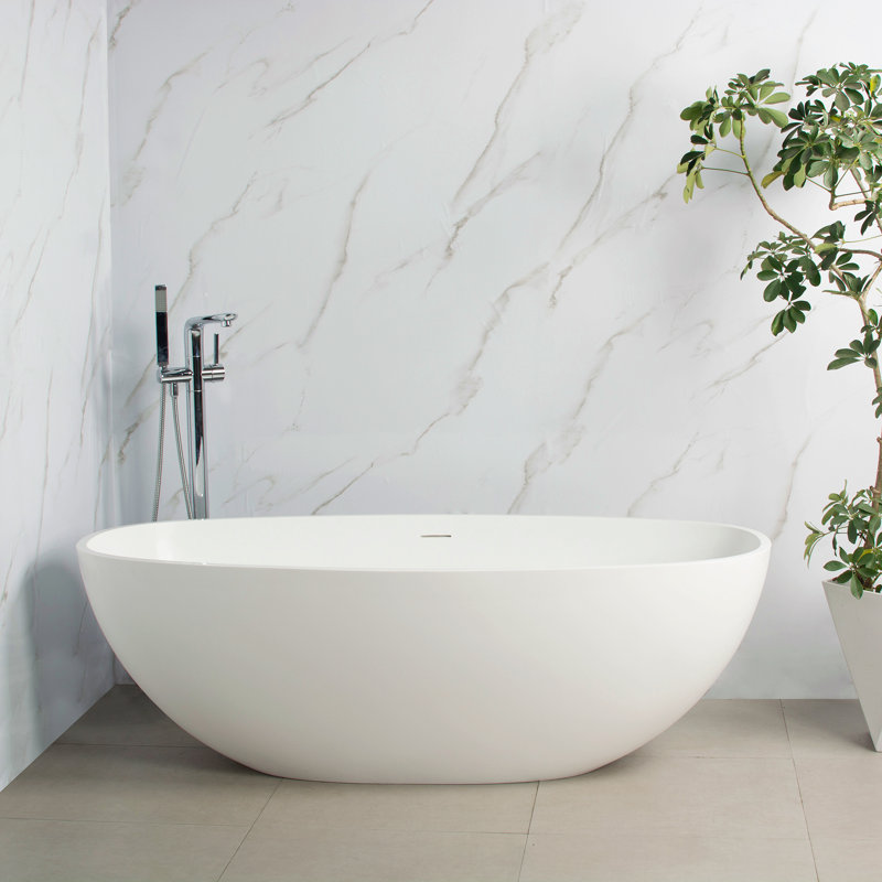 Baignoire de trempage autoportante 65,2 pouces pour salle de bain