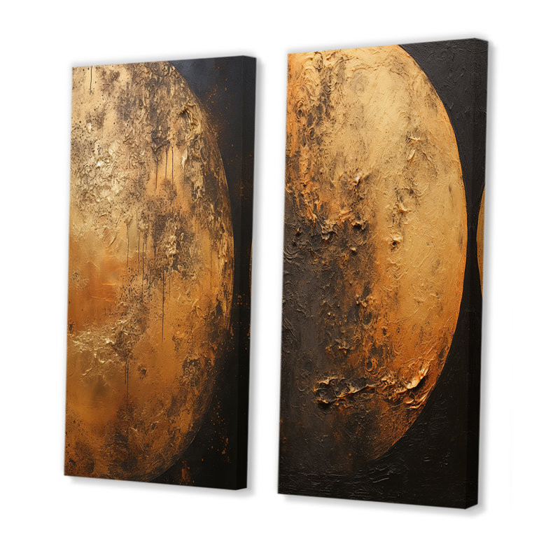 Bronze Moon Beam - ensemble de 2 impressions sur toile lune, H 32 po x l 33 po, Toile tendue