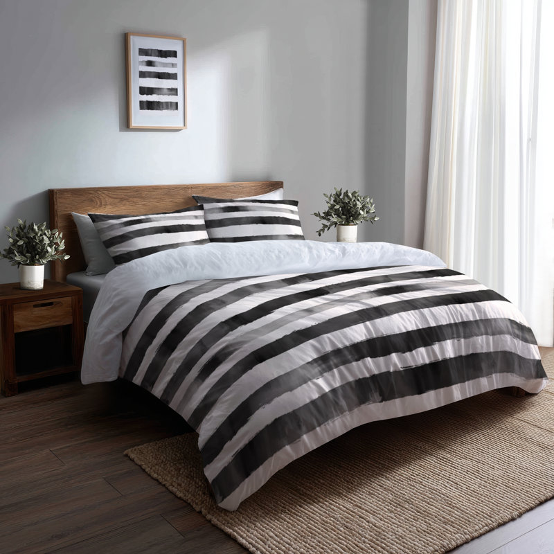 Black And White Smoke Lines Bedding, Édredon très grand et 3 pièces supplémentaires