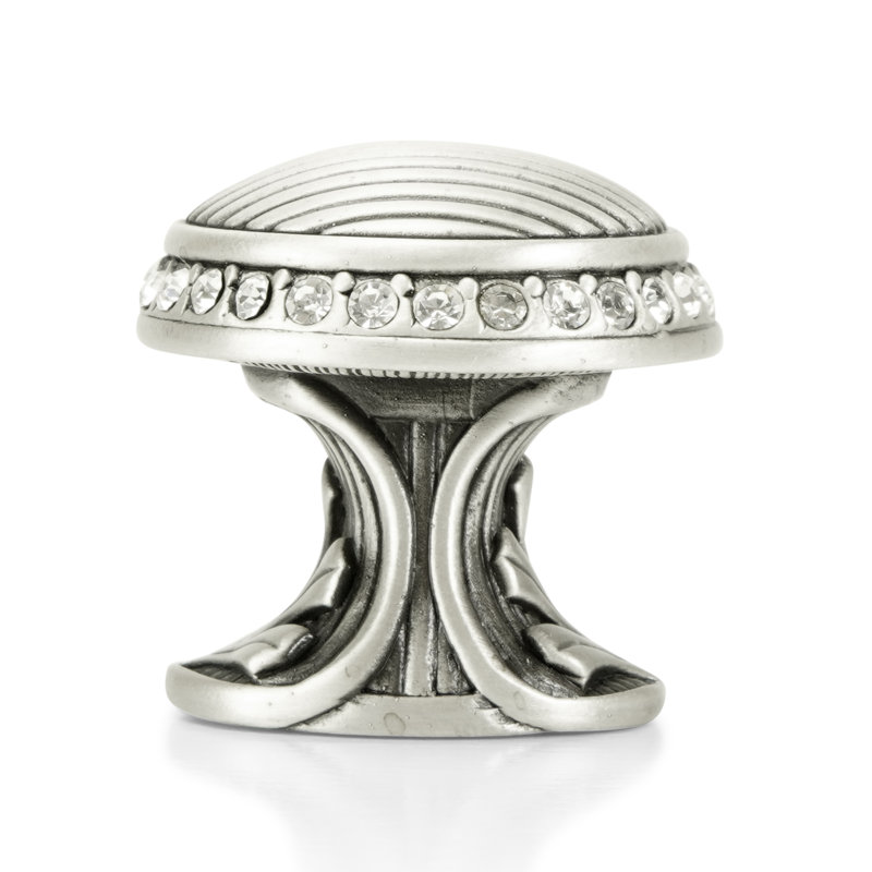 CAMBRIDGE ROUND KNOB; CLEAR CRYSTAL, Matte Silver