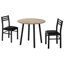 Table de salle à manger Modern 3, abattant, métal noir, pieds en métal stratifié brun, siège taupe