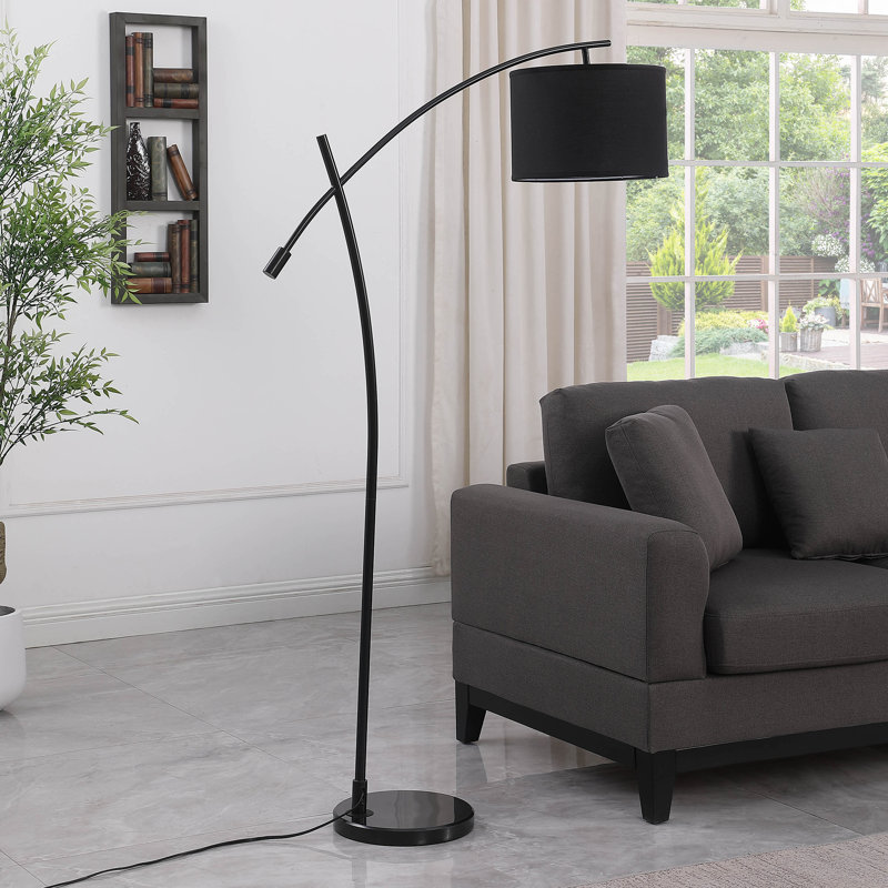 65'' LED Swing Arm Floor Lamp, Black, Black