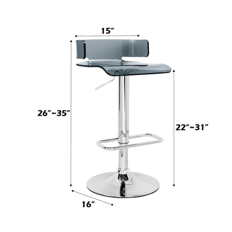 Tabouret réglable en hauteur de 9 po en acrylique gris