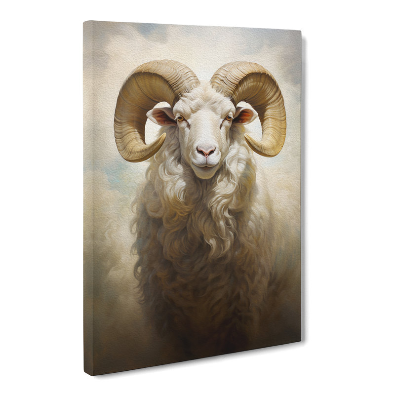 Ram Sheep Classicism No.2 - Wrapped Canvas, 50cm H x 35cm W x 3cm D