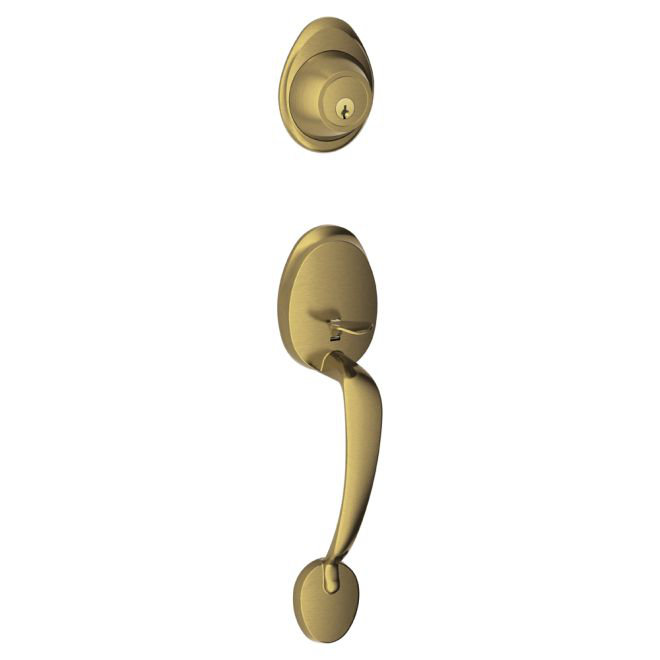 J Series Exterior Portion Handleset and Deadbolt (Interior Portion Sold Separately), Antique Brass