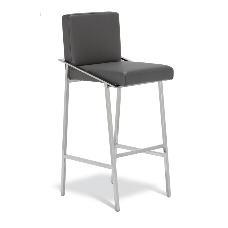 Tabouret de bar Elie, Gris, Tabouret de bar (siège d'une hauteur de 30 po), Argent argent