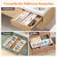 Sliding Kitchen Drawer Organizer Tray With Inserts, Extendable Hanging Desk Drawer Divider, 14-23" Long/1.8" High Plastic Organizer Box In Vanity/bathroom/office/kitchen, White