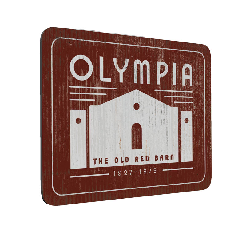 Olympia, la vieille grange rouge, impression sur métal