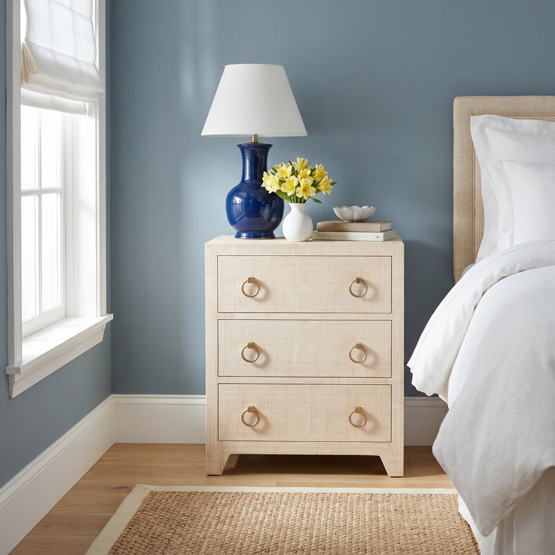 Cleo 25" W Wood Raffia 3-Drawer Dresser, Natural