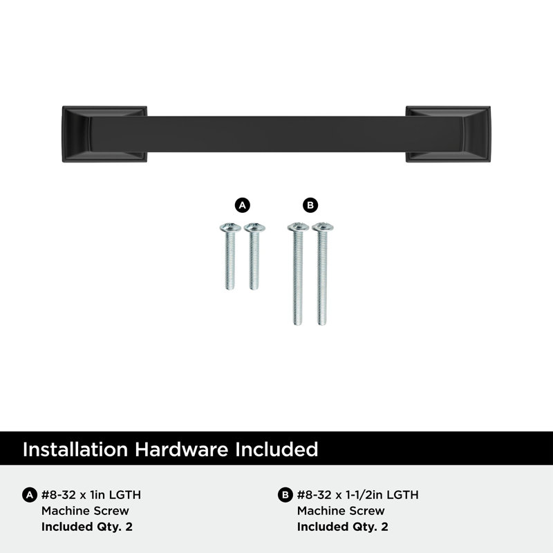 Poignée d'armoire incise 3-3 / 4 pouces (96mm) centre-à-centre noir mat - paquet de 25, Noir mat, 3 3/4"