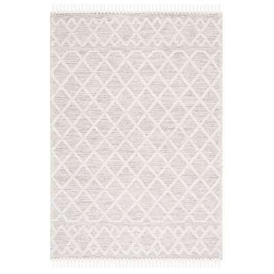 Tapis ivoire / noir en laine et coton tissé à la main sahuarita