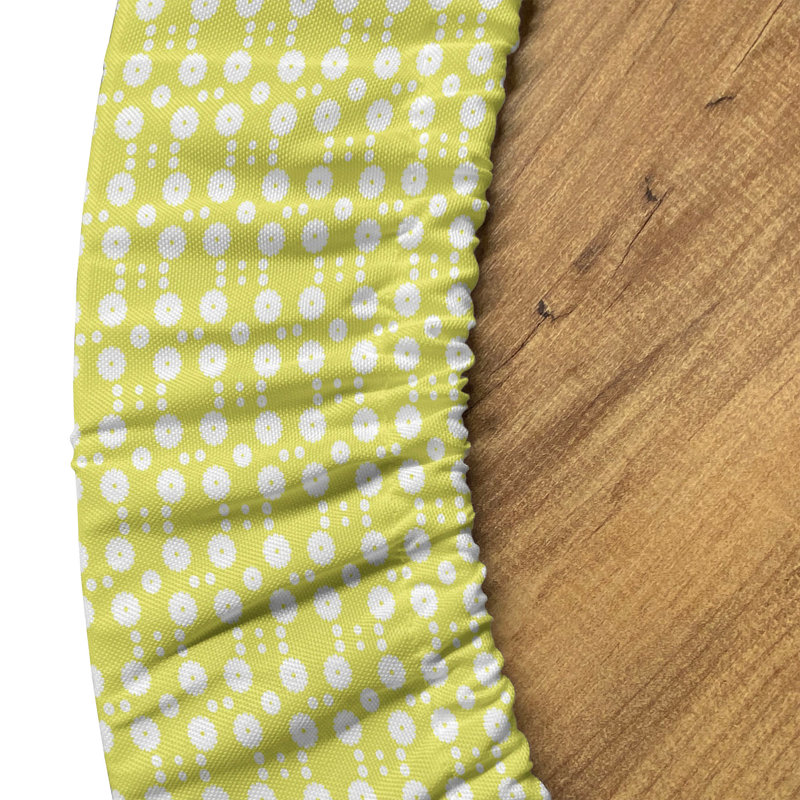 Ebern Designs Floral Fitted Round Tablecloth Pale Avocado Green White, 51.97" Round