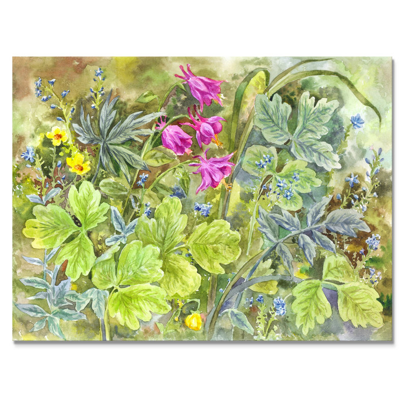 " Plants In Flowering Garden ", 8" H x 12" W x 1" D, Wrapped Canvas