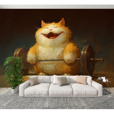 Papier peint pelez et collez, haltérophile, remise en forme, animal de compagnie, gymnase, chubby, Barbell, pose murale musclée, H 100 po x l 144 po, papier mural amovible en PVC, auto-adhésif, pour le salon, la chambre, le bureau à domicile