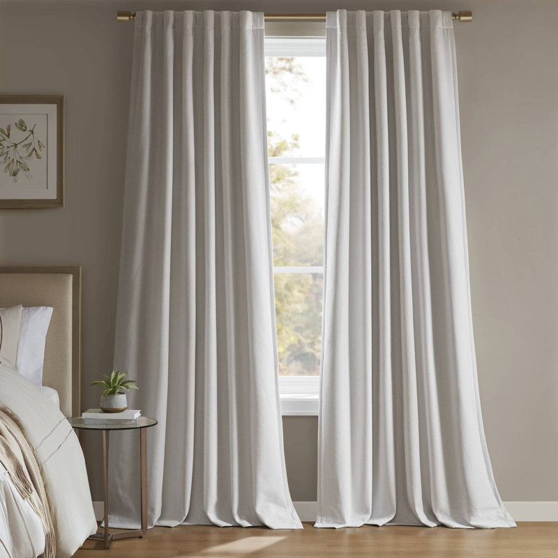 Paire de rideaux occultant Karien, Blanc, L 52 po x L 95 po