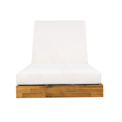 Acacia Wood Chaise Lounge With Plush Cushion, Weather-Resistant And Stylish For Outdoor Relaxation