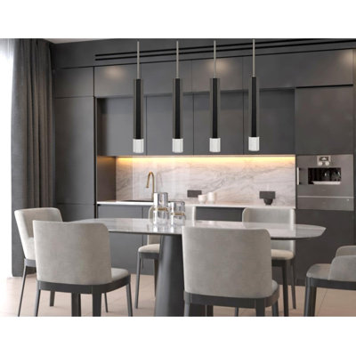 Troy 1-Light LED Hexagon Pendant, 24" H × 4.75" W, Brushed Steel