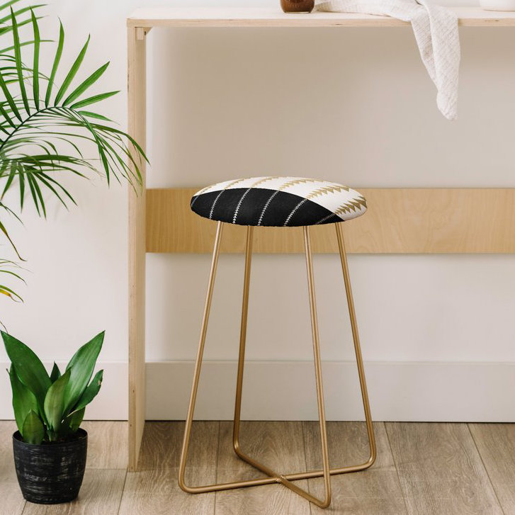 Upholstered Counter Stool with Metal Frame