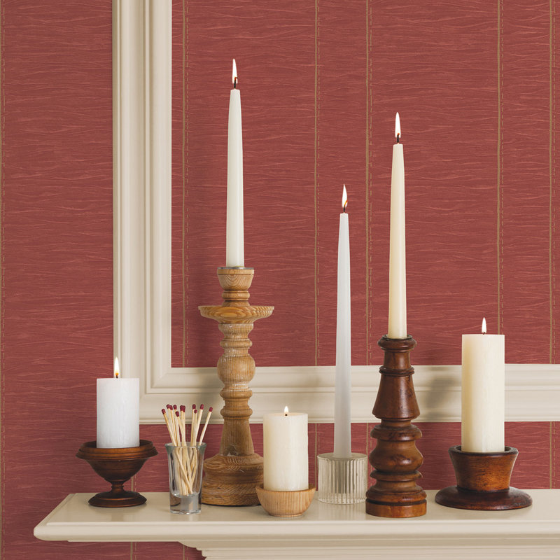 Palazzo 2 Pleated Stripe Wallpaper Roll, Red