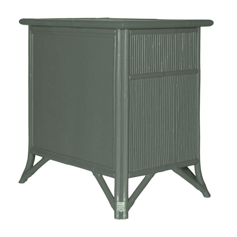 1 - Drawer Rattan Nightstand, Evergreen