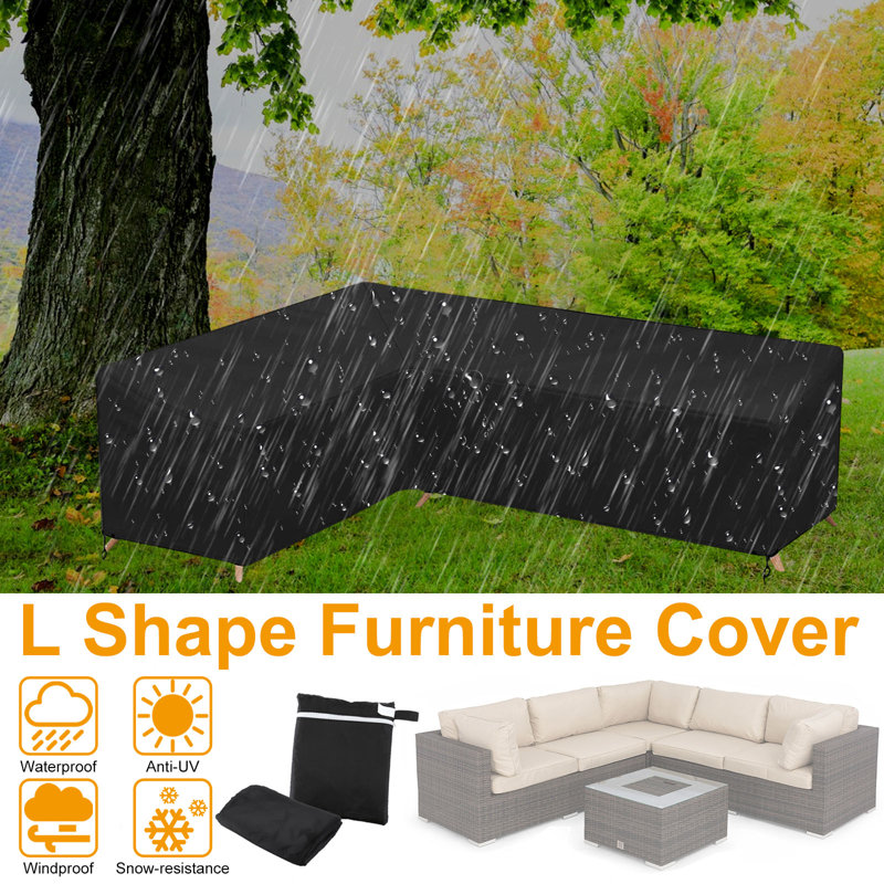 Housse imperméable pour meubles d'extérieur en forme de L pour patio, H 32,28 po x l 112,6 po x P 87,4 po