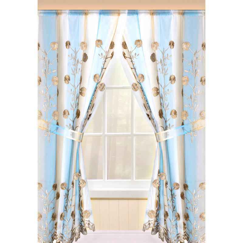 Sherer Sheer Curtain Single Panel, Blue